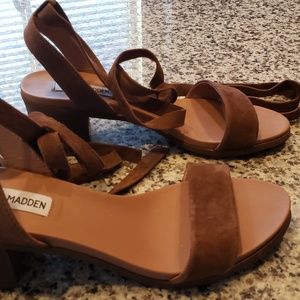 Adrianne Chestnut Suede Leather Lace-Up Heels